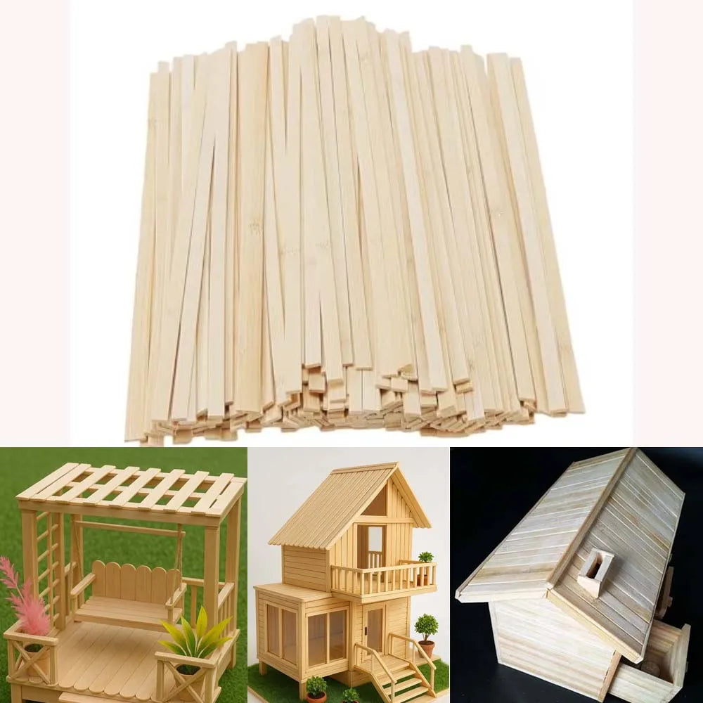 10-Pack Wooden Flat Sticks for DIY Crafts & Model Building Wood Craft Sticks Zpaxo