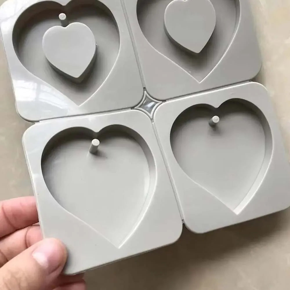 4-Cavity Heart Silicone Mold – Resin, Soap, Chocolate & Candle Silicone Craft Mold Zpaxo 1PC