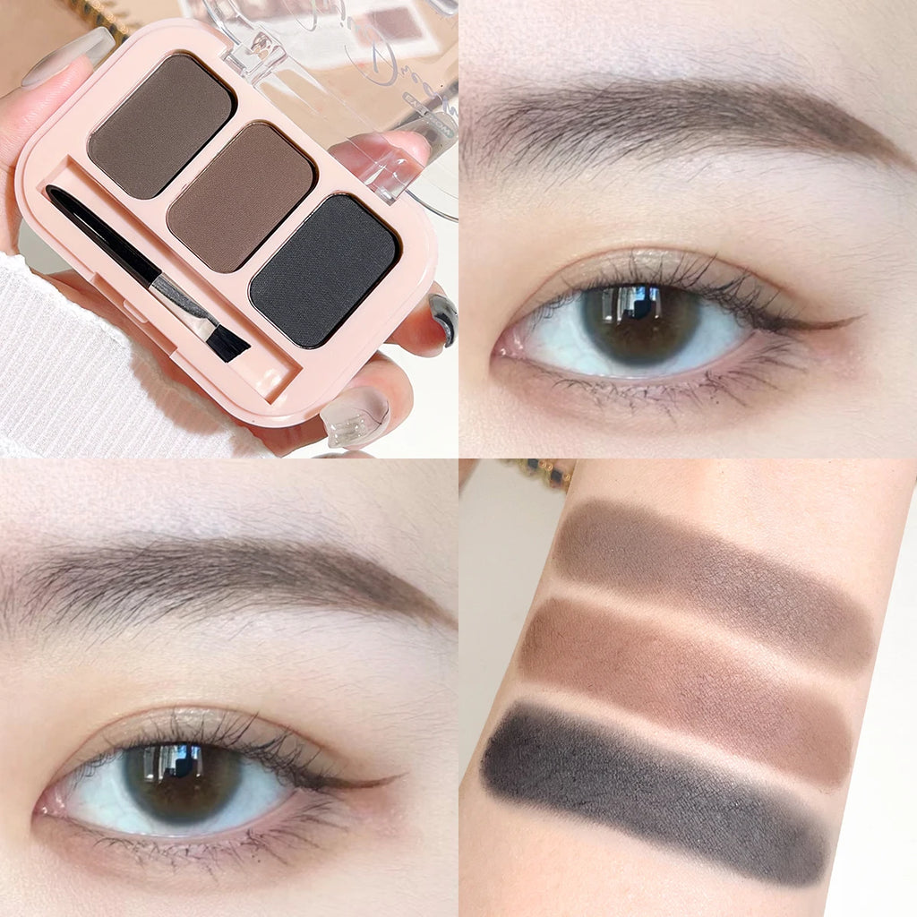 Three-color eyebrow powder: natural three-dimensional eyebrow powder, easy to apply makeup, waterproof and non-refuge, daily Zpaxo