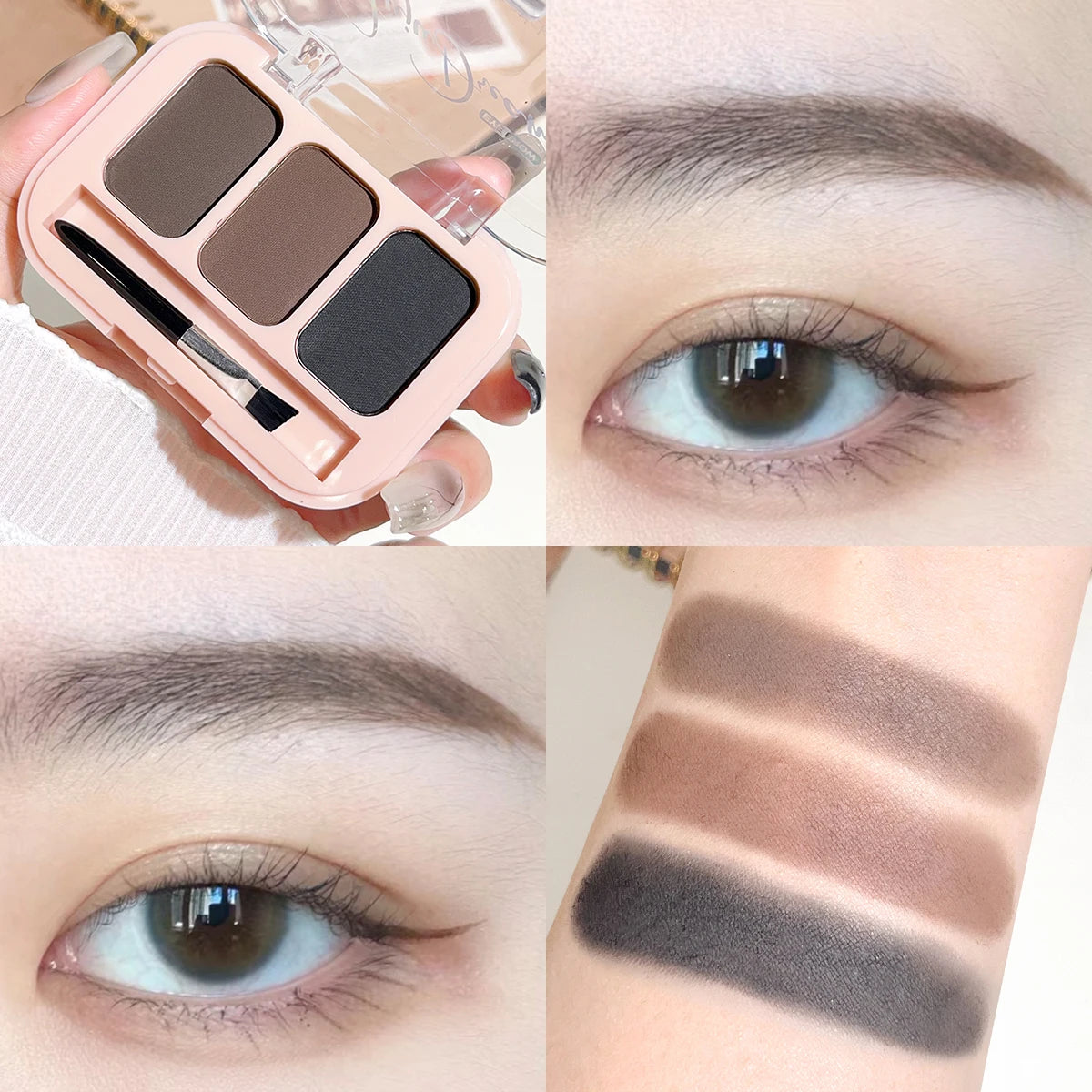 Three-color eyebrow powder: natural three-dimensional eyebrow powder, easy to apply makeup, waterproof and non-refuge, daily Zpaxo