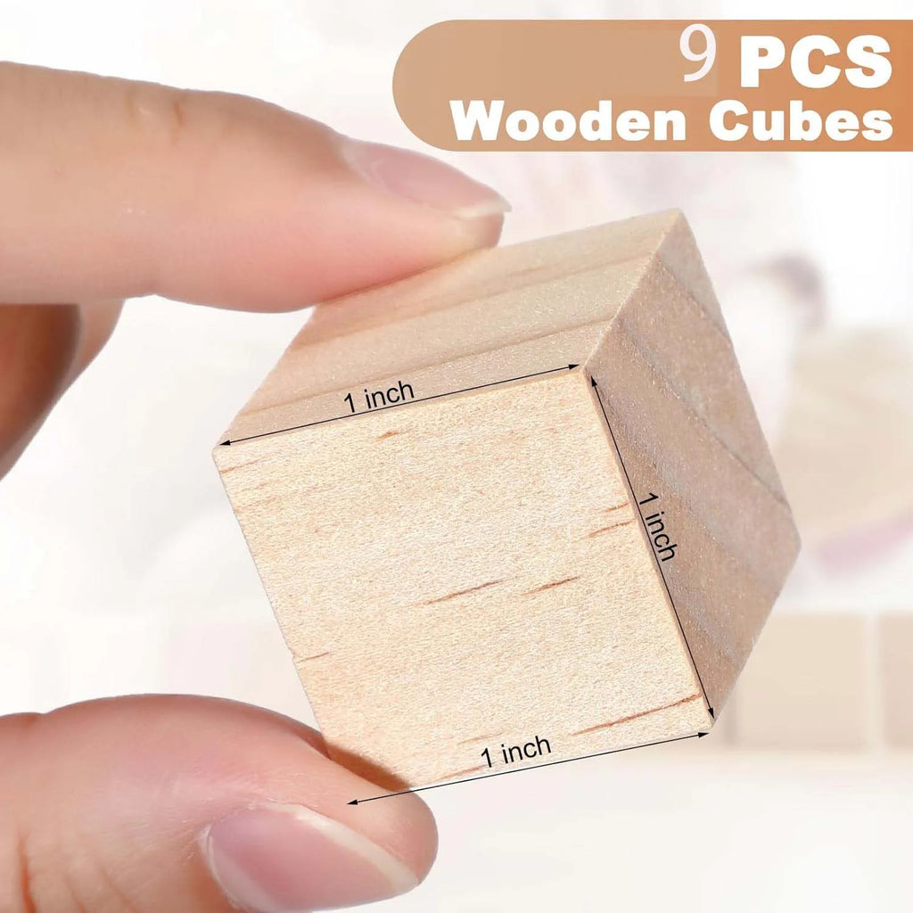 1-Inch Unfinished Wooden Cubes – 9-Pack DIY Craft Wood Blocks Wooden Craft Blocks Zpaxo 2.5CM 9PCS