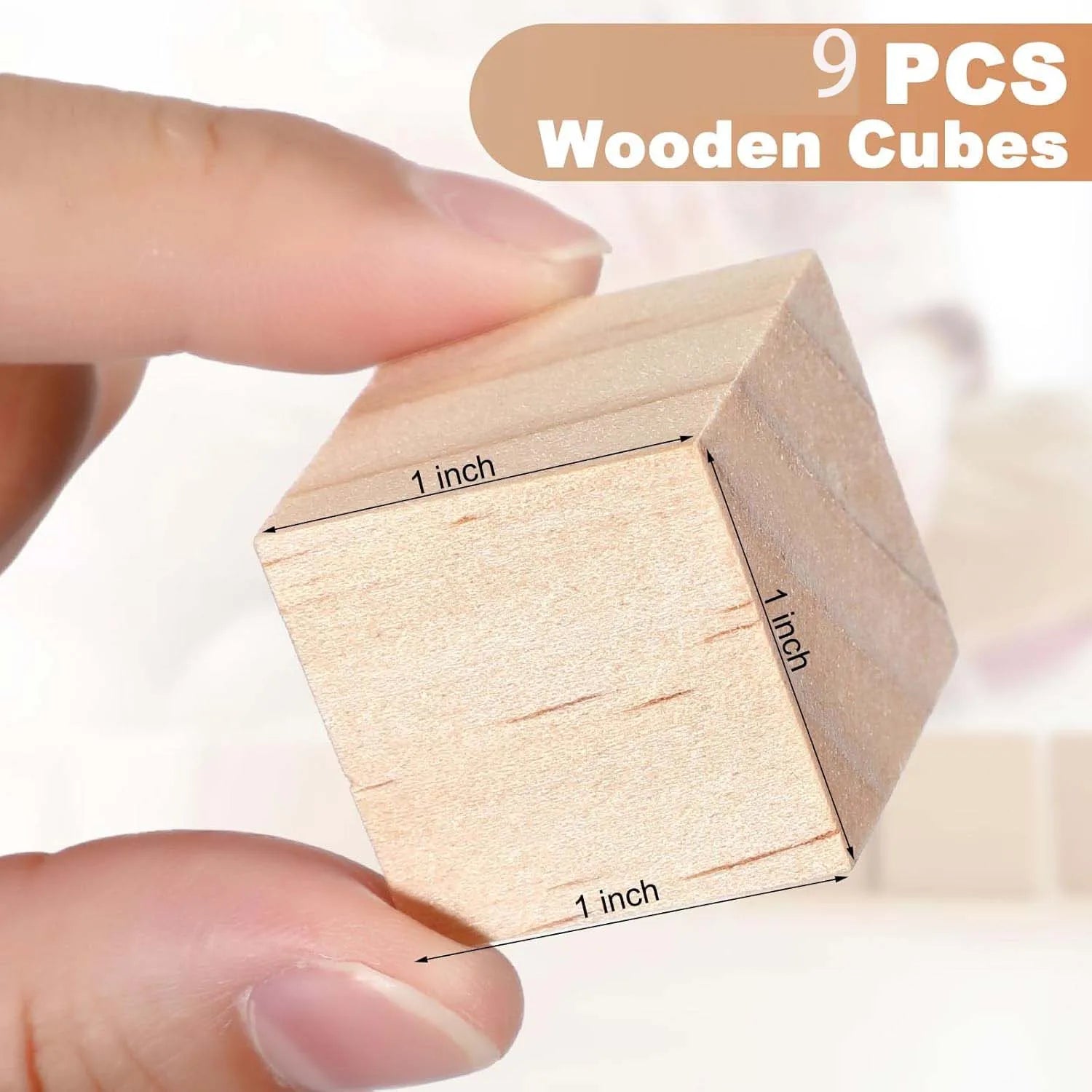 1-Inch Unfinished Wooden Cubes – 9-Pack DIY Craft Wood Blocks Wooden Craft Blocks Zpaxo 2.5CM 9PCS
