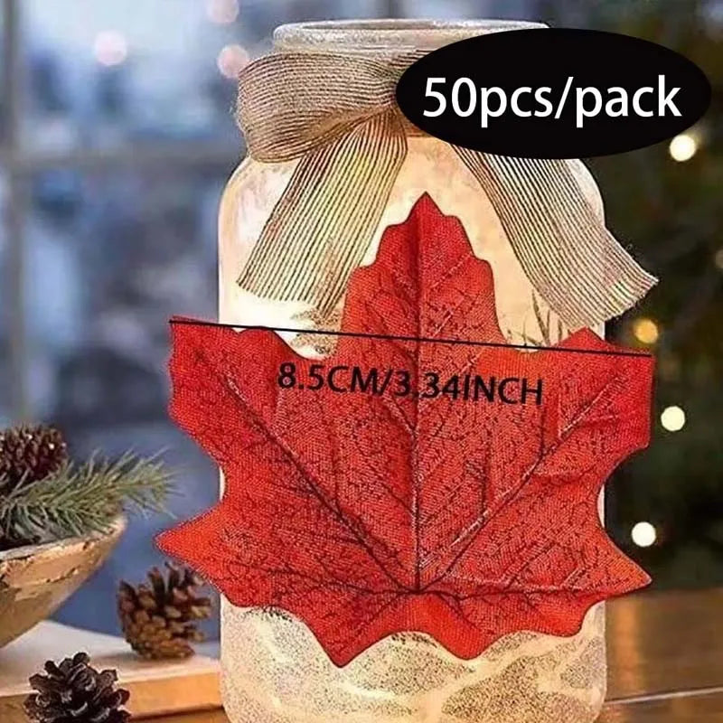 Artificial Fall Maple Leaves 50/100 Pcs – Autumn Party Decor Artificial Leaf Decor Zpaxo 50pcs