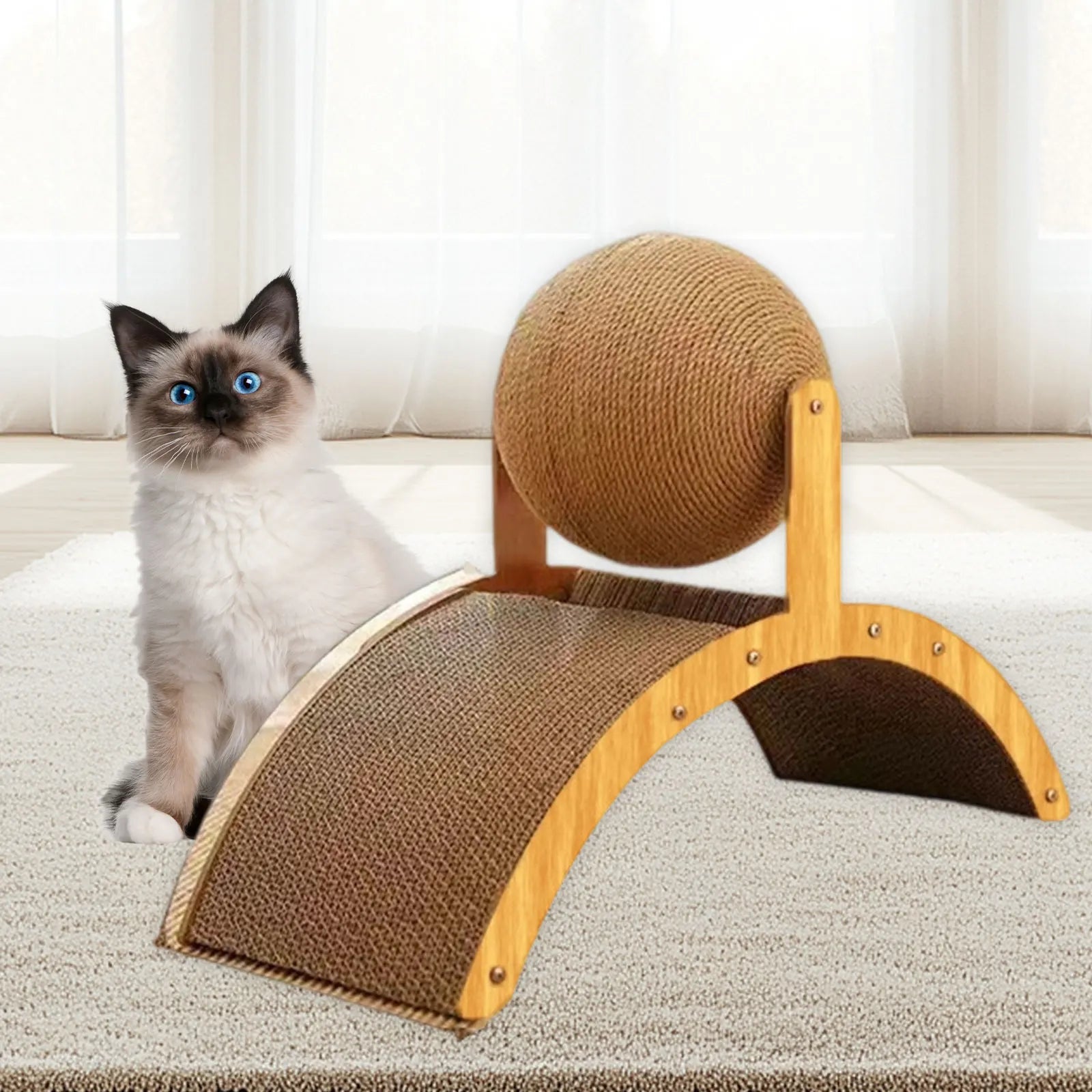 Cat scratching ball with Cat Scratch Post, Cat Training Interactive Toy for cats and kittens, Cat Sisal Scratcher Rotatable ball Zpaxo