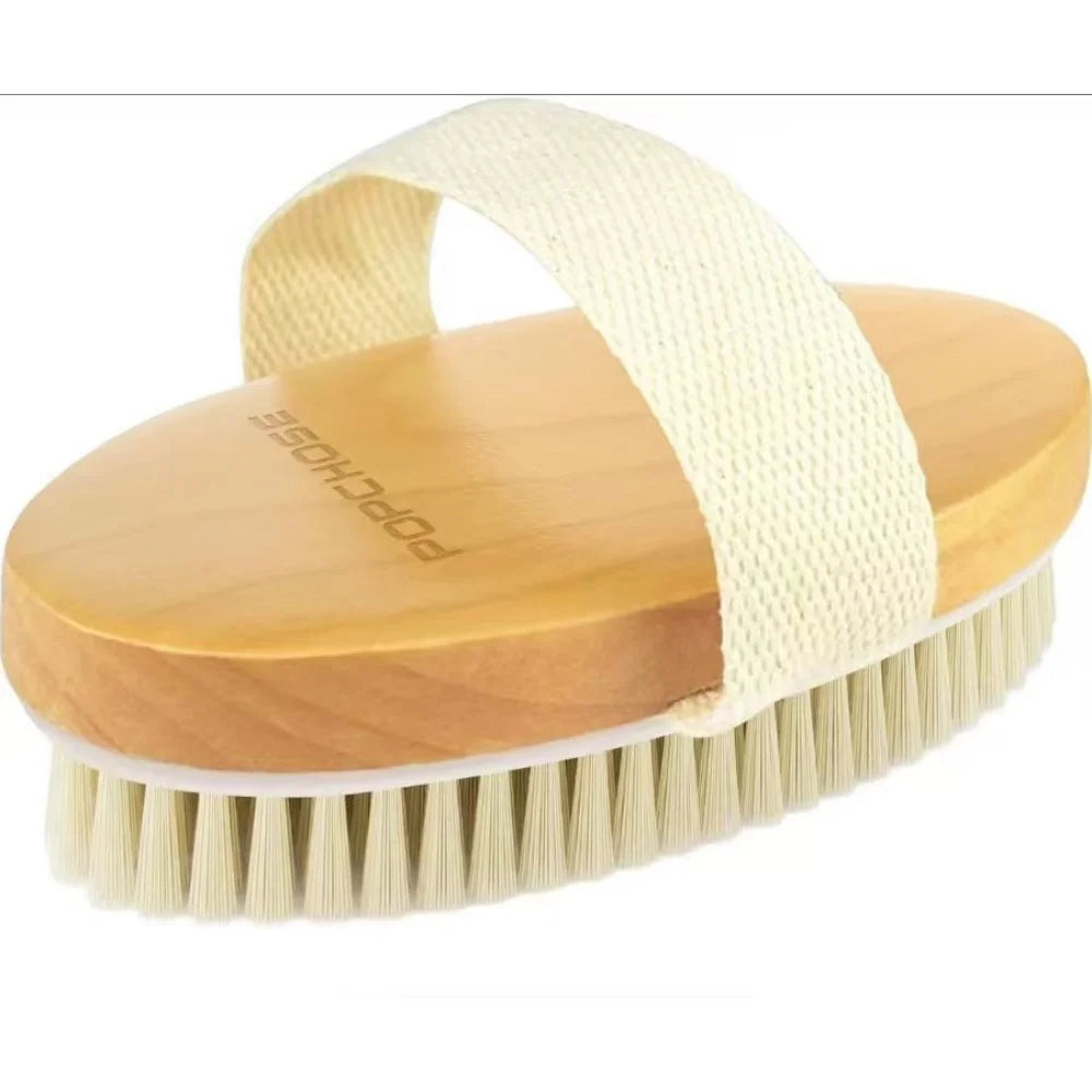 SPA Wooden Body Brush Natural Boar Bristle Organic Dry Skin Bamboo Zpaxo