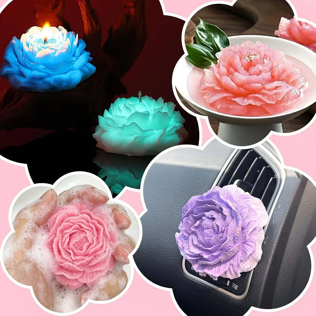 1pc Peony Silicone Candle Molds 3D Flower Silicone Molds for Candle Making Handmade Soap Scented Plasters Aromatherapy Craft Zpaxo