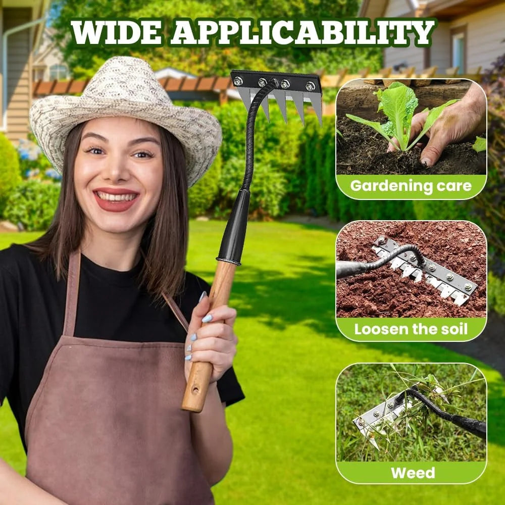 5/6/7/8 Tines Weed Puller Tool Garden Weed Pulling Tool Rake Alloy Steel Hand Weeder Tool Weed Remover Tool for Farm Backyard Zpaxo