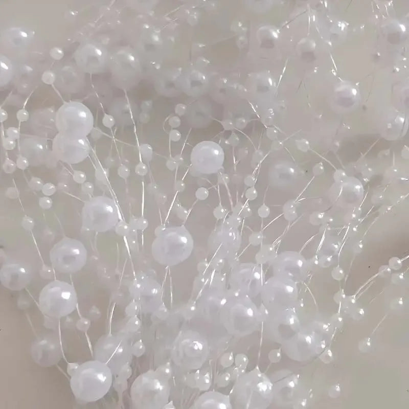 5pcs/Pack Filled Pearl String Beaded Chain Elegant Wedding Valentine's Day Table Decoration, Imitation Pearl Filling Floating Zpaxo white