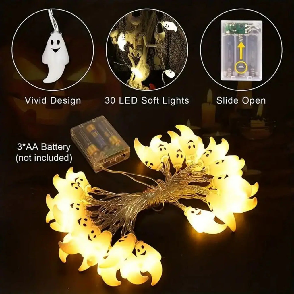 10 Lights 3m 20 Ghost Halloween Decoration String Battery Powered No Zpaxo
