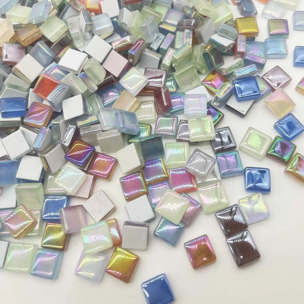100-Pack Shiny Glaze Glass Mosaic Tiles – DIY Square Craft Glass Mosaic Tiles Zpaxo