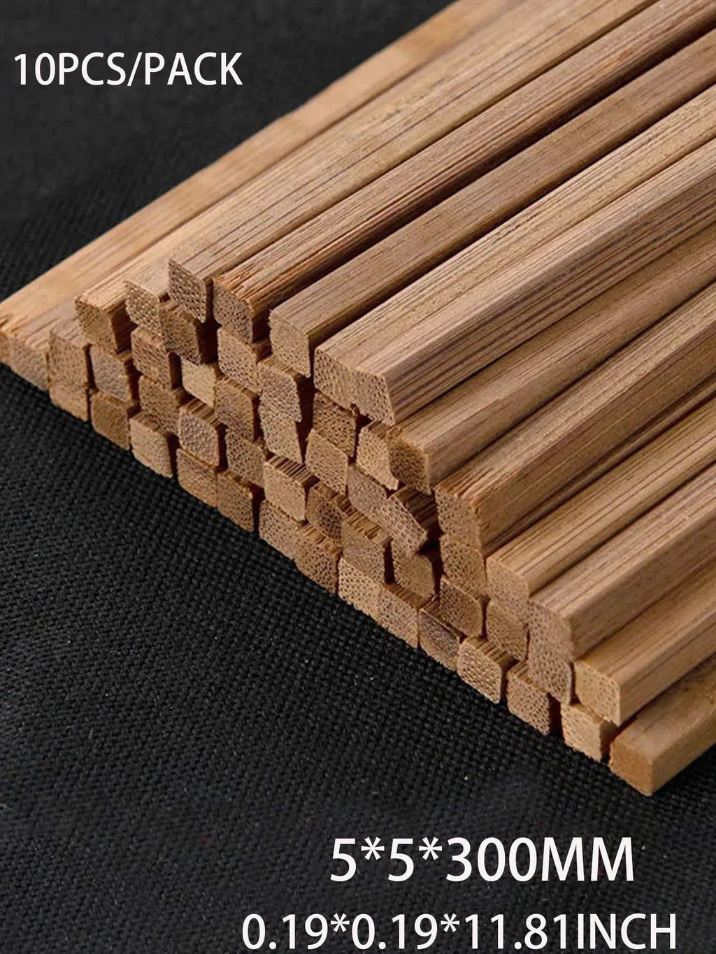 10pcs Round Square Wooden Sticks Wooden Bar Craft Handcraft Making Airplane Building Model DIY Handmade Art Supplies Zpaxo Dark 5mm