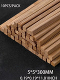 10pcs Round Square Wooden Sticks Wooden Bar Craft Handcraft Making Airplane Building Model DIY Handmade Art Supplies Zpaxo Dark 5mm