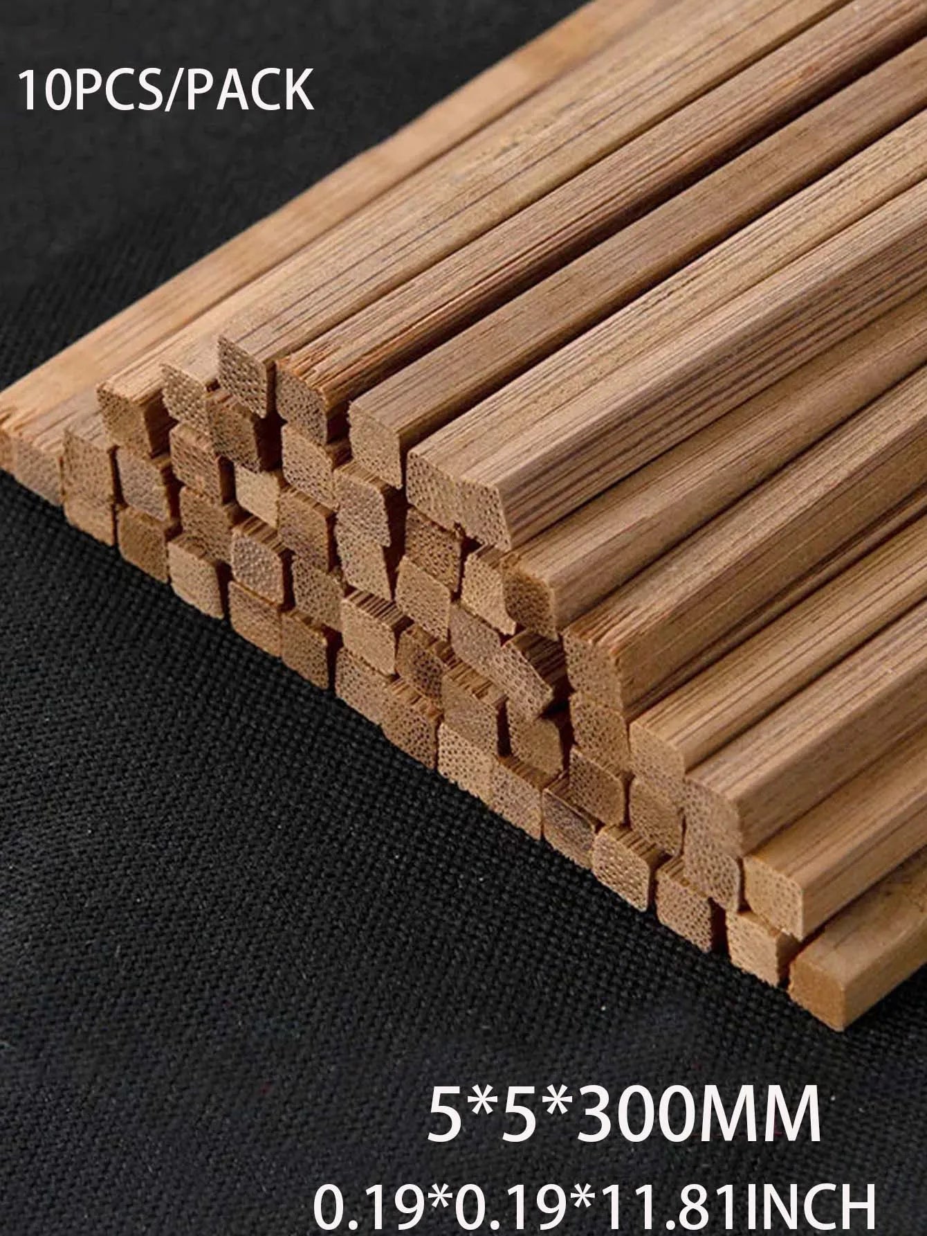 10pcs Round Square Wooden Sticks Wooden Bar Craft Handcraft Making Airplane Building Model DIY Handmade Art Supplies Zpaxo Dark 5mm