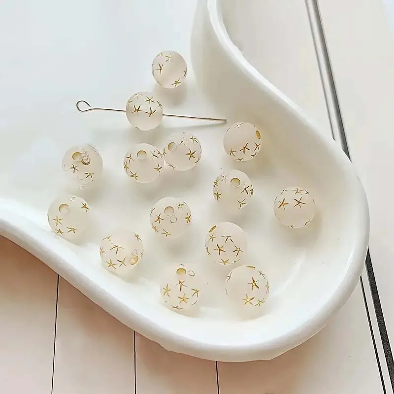 100pcs 8mm Vintage Acrylic Love Star Beads Set for DIY Bracelets & Necklaces - Jewelry Making Supplies Zpaxo