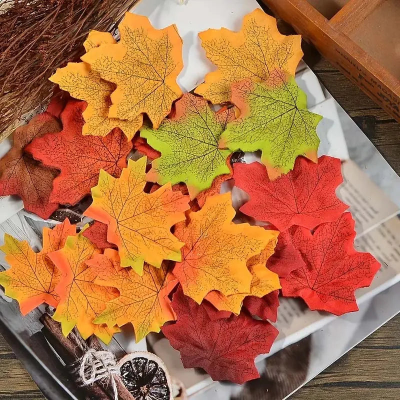 Artificial Fall Maple Leaves 50/100 Pcs – Autumn Party Decor Artificial Leaf Decor Zpaxo