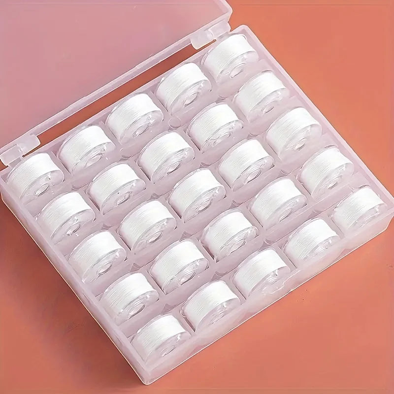 25/PCS/BOX Wound Sewing Thread , Black and White Home Sewing Spools Tools, Replacement Bobbins for Home Sewing Machines Zpaxo 1 Box white