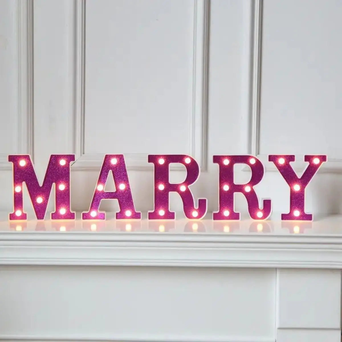 Purple Glitter LED Letter Light Battery Powered Decorative Night Lamp Zpaxo