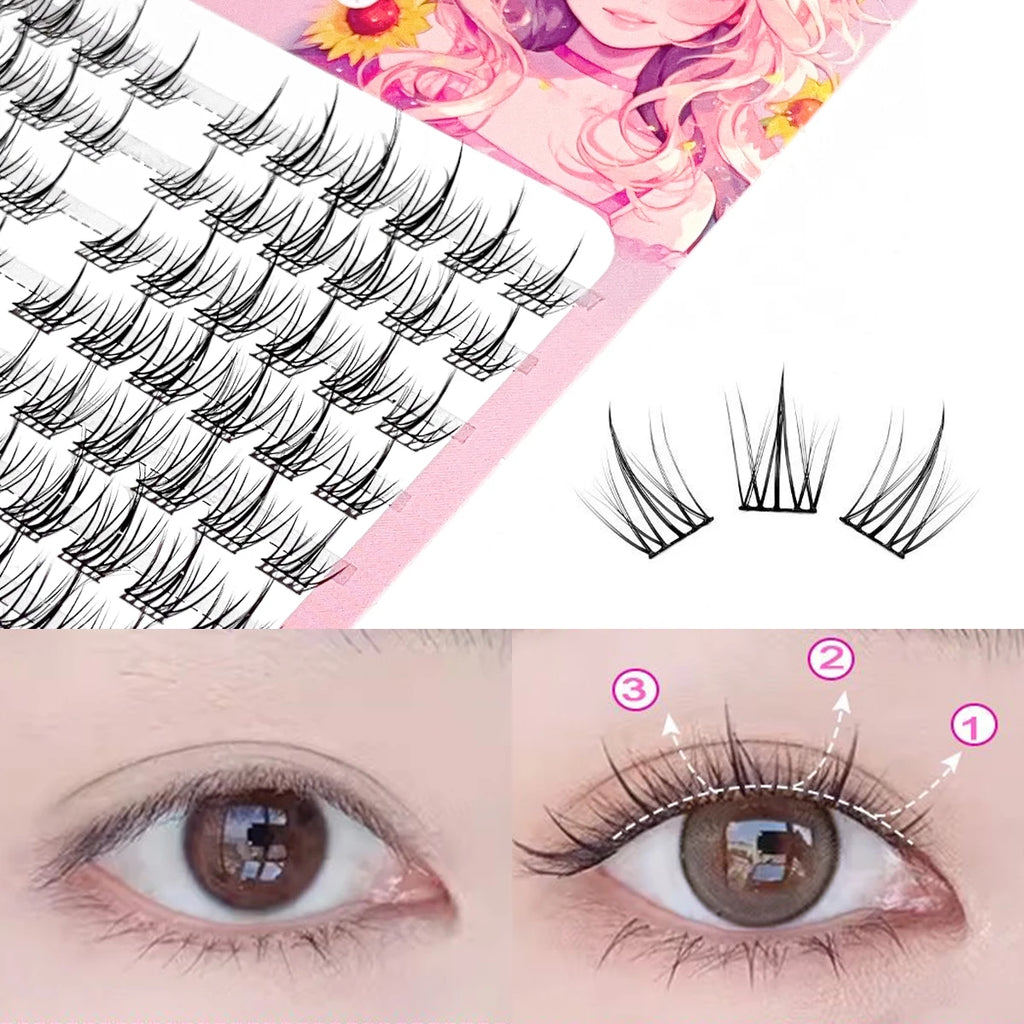 DIY false eyelashes cluster false eyelashes easy to operate for beginners natural curl 3 rows-10 rows perfect holiday gift Zpaxo