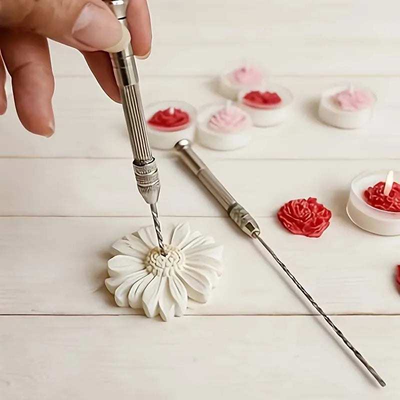 Wax Candle Drill Set 2pcs – 4-Head & 10 Bits for Crafting Candle Making Tool Zpaxo