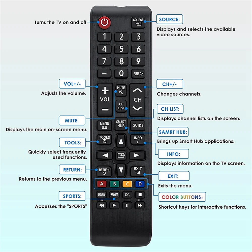 Universal Remote for Samsung Smart TV – 4K QLED HDTV LED TV Remote Control Zpaxo
