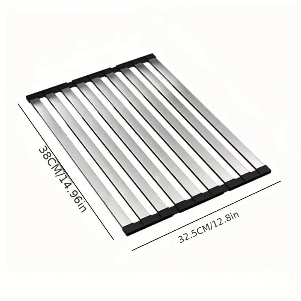 304 Stainless Steel Kitchen Sink Drain Rack Foldable Dish Drainer Zpaxo S