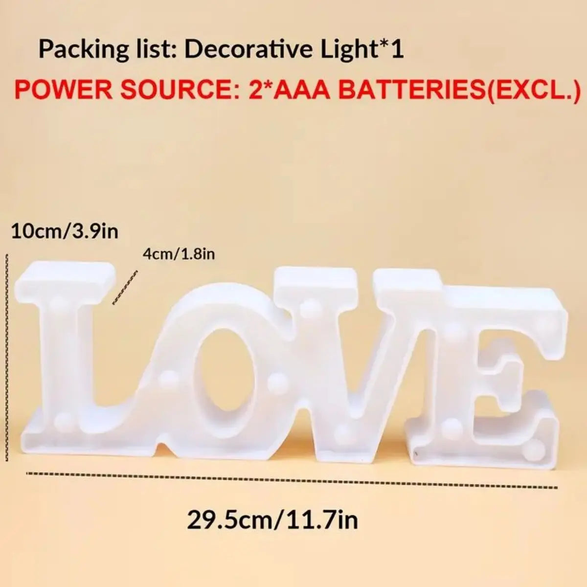 LED Decorative Letter LOVE Wedding Birthday Decoration Light Zpaxo white