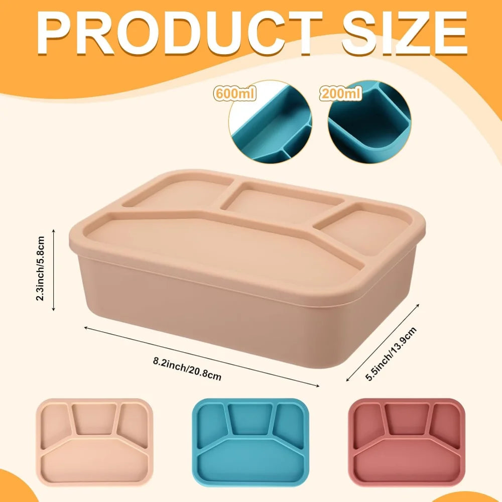 4 Silicone Lunch Boxes Reusable Containers Smooth Leak-proof Zpaxo
