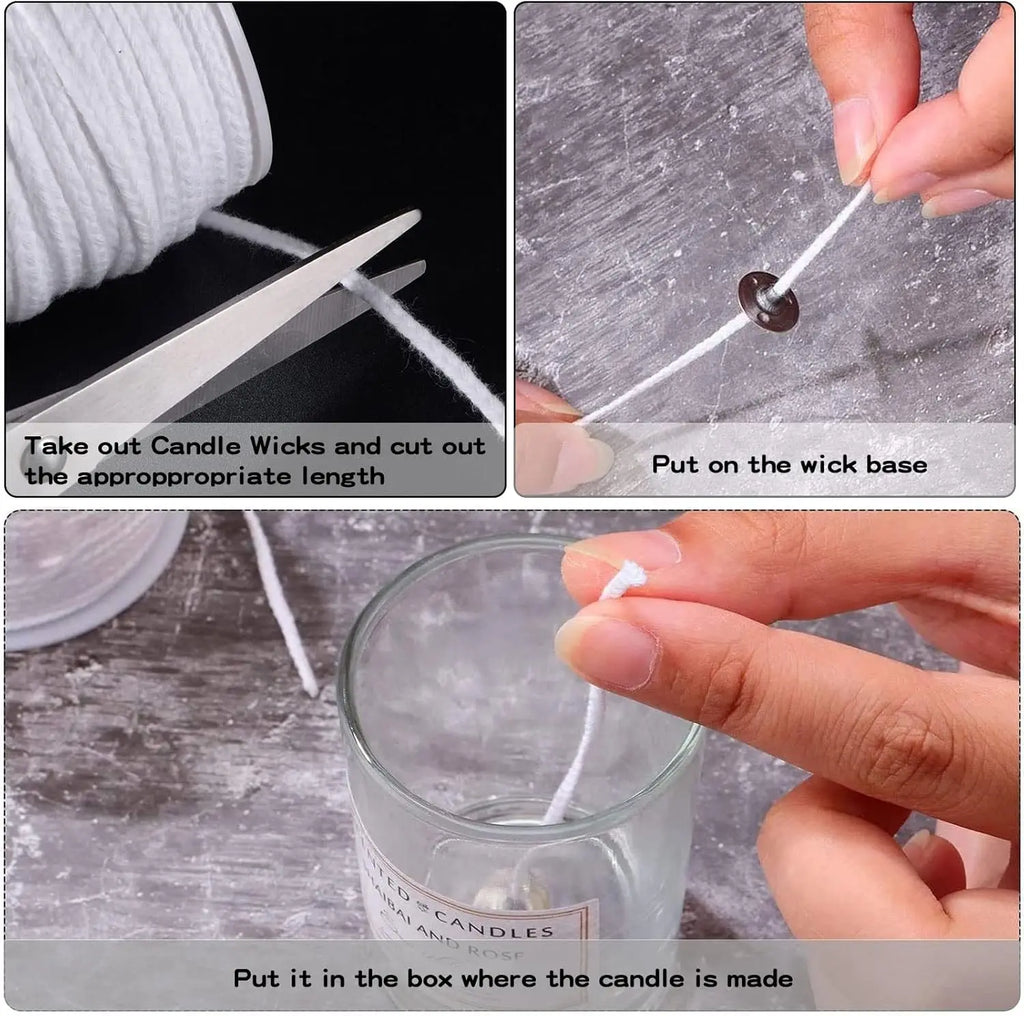 2 Rolls Candle Wick 61m Cotton Candlewick Core Braided Wick for Candle DIY and Making Zpaxo