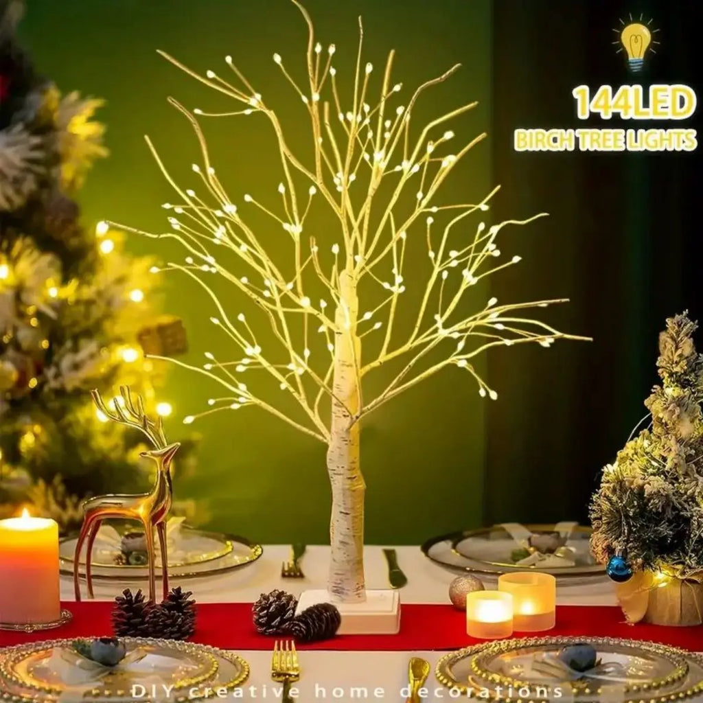 144 LED Birch Tree Lights Warm White Light USB 3AA Battery Powered Zpaxo Warm White 144LED