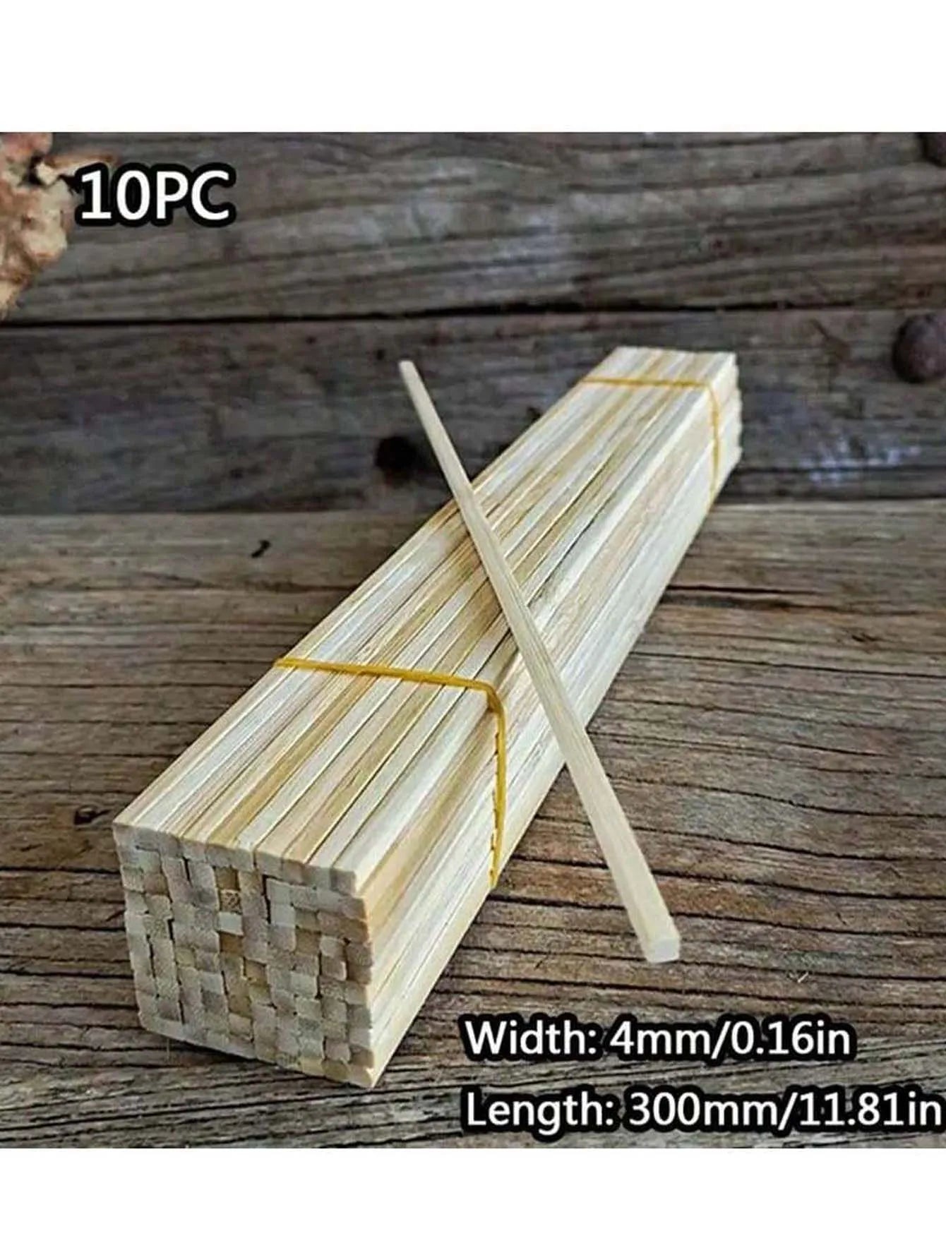 10pcs Round Square Wooden Sticks Wooden Bar Craft Handcraft Making Airplane Building Model DIY Handmade Art Supplies Zpaxo Apricot 4mm