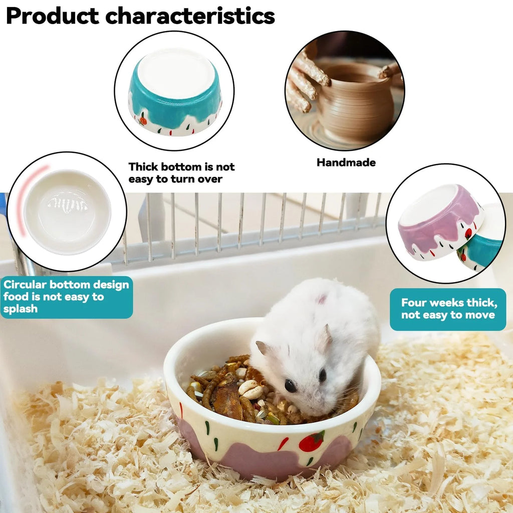 1Pc Creative Ceramic Hamster Food Bowl Anti Spill Stable Rabbit Food Dish Feeding Bowl for Ferret Chinchilla Hamster Dwarf Rat Zpaxo