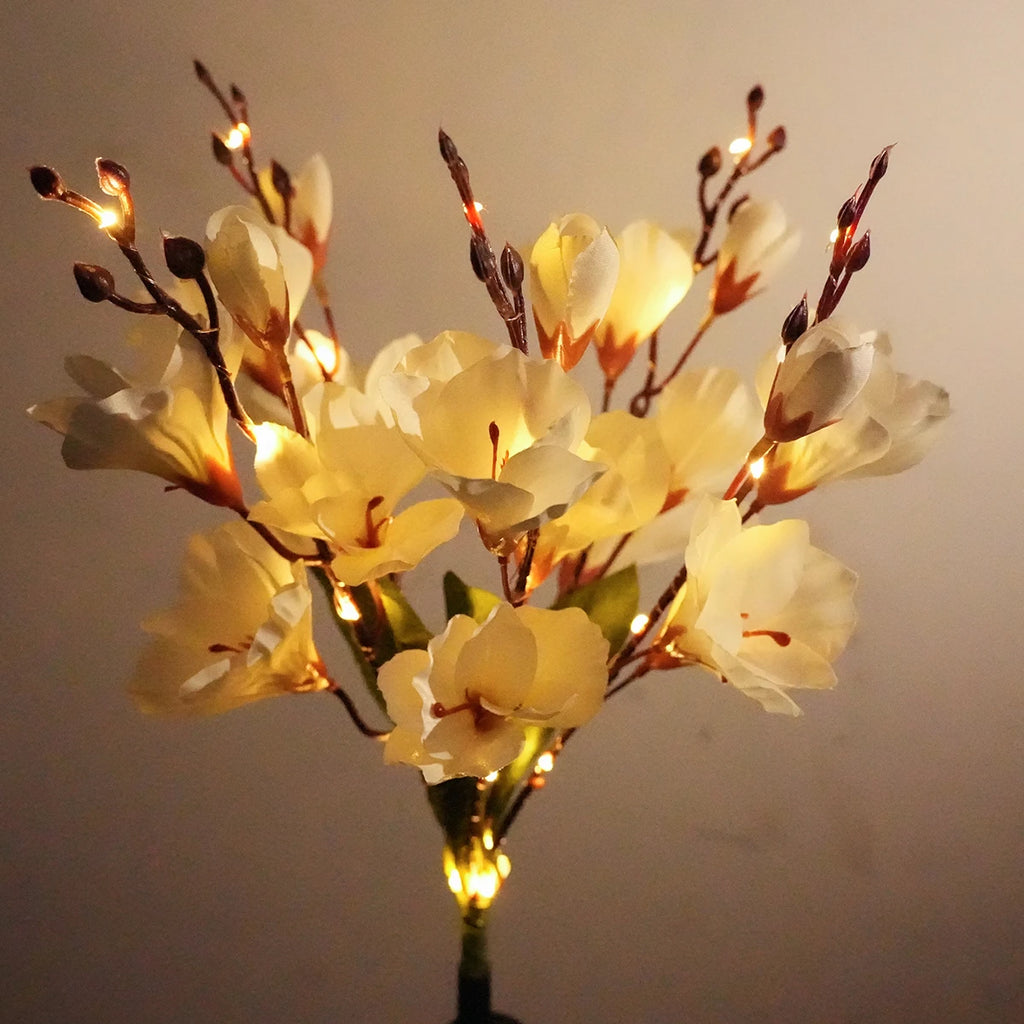 Solar Powered Magnolia Outdoor Waterproof Suitable Decorating Zpaxo