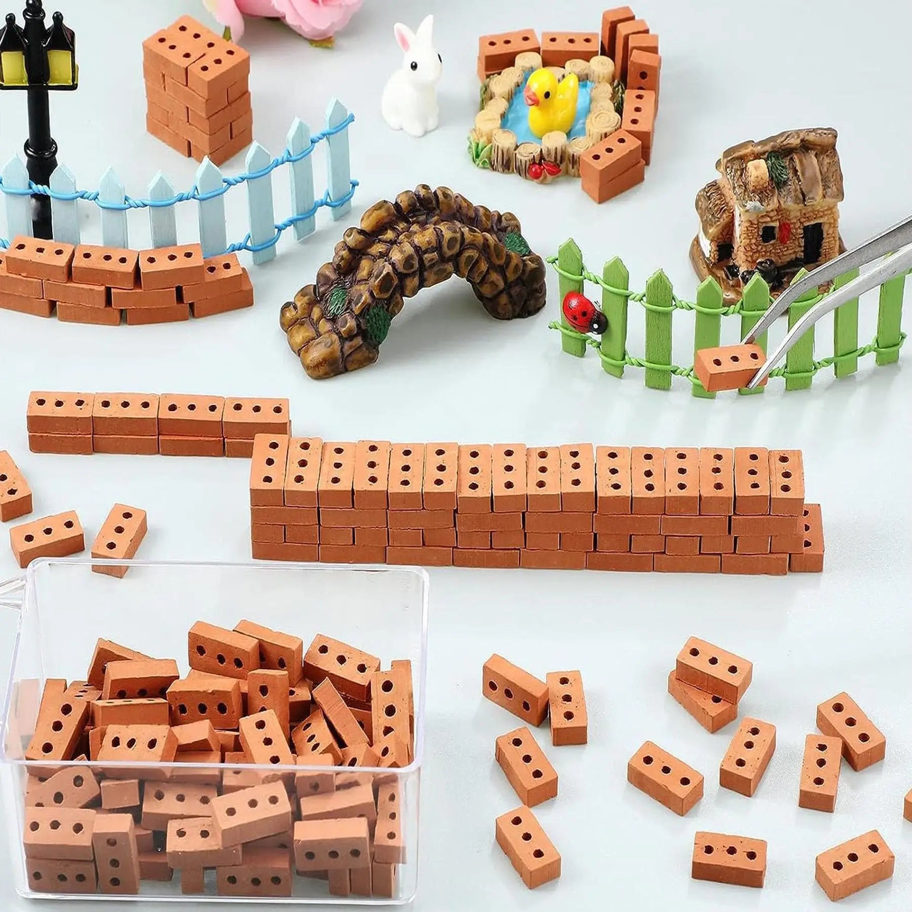 100pcs 1:16 Miniature Clay Bricks – Model Building Set Miniature Building Set Zpaxo