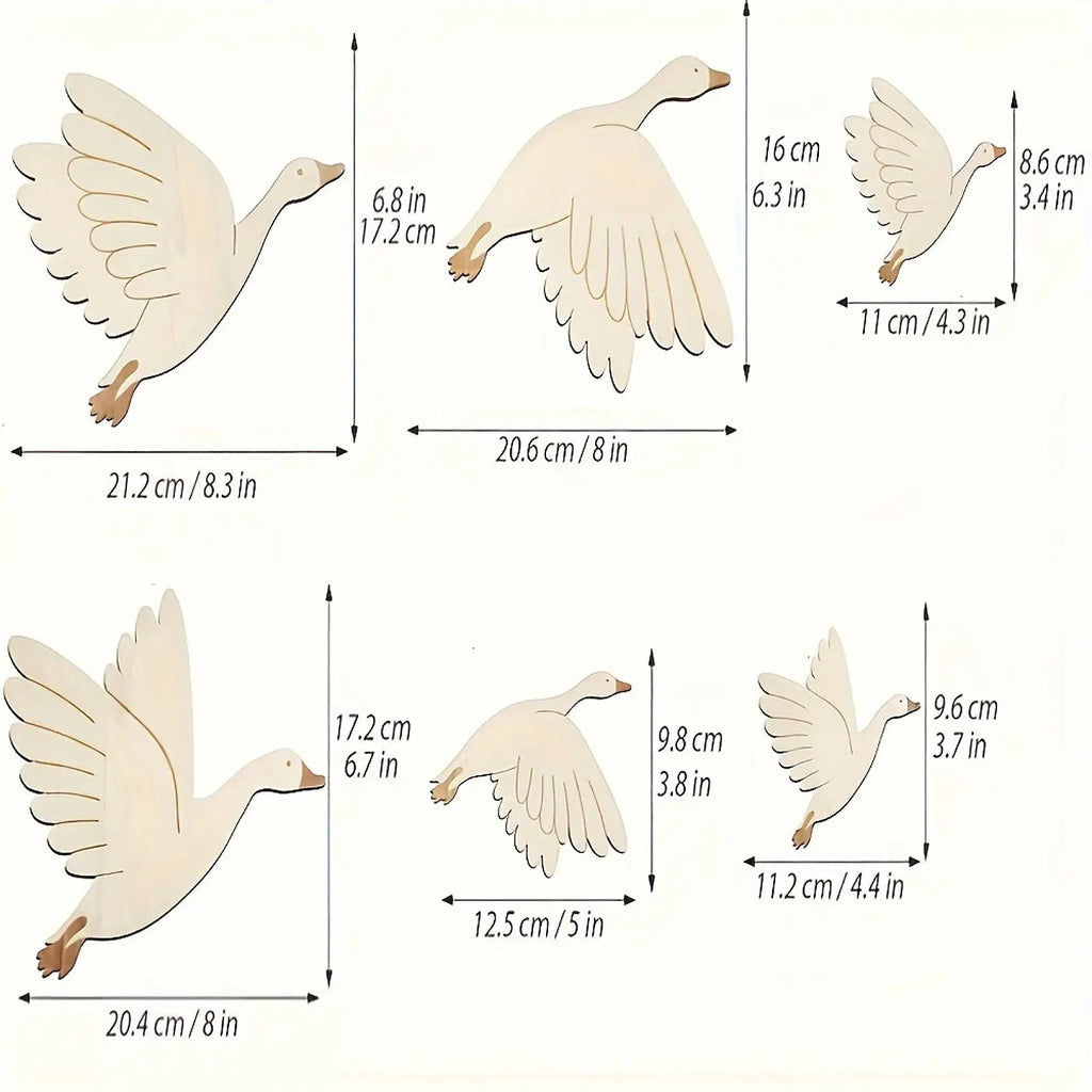 6pcs Wooden Bird Wall Decors Art Hanging Flying Birds Wall Home Decor for Farmhouse Living Room Balcony Garden Ornament Zpaxo 1 set