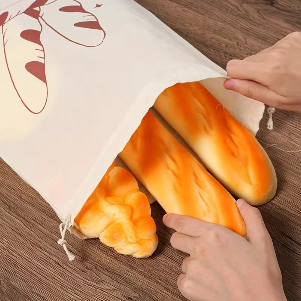 Reusable Linen Bread Storage Bag Unbleached Drawstring Natural Zpaxo