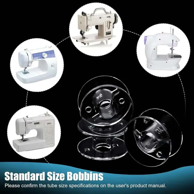 25-Piece Transparent Plastic Bobbins with Organizer Box Sewing Bobbins Set Zpaxo