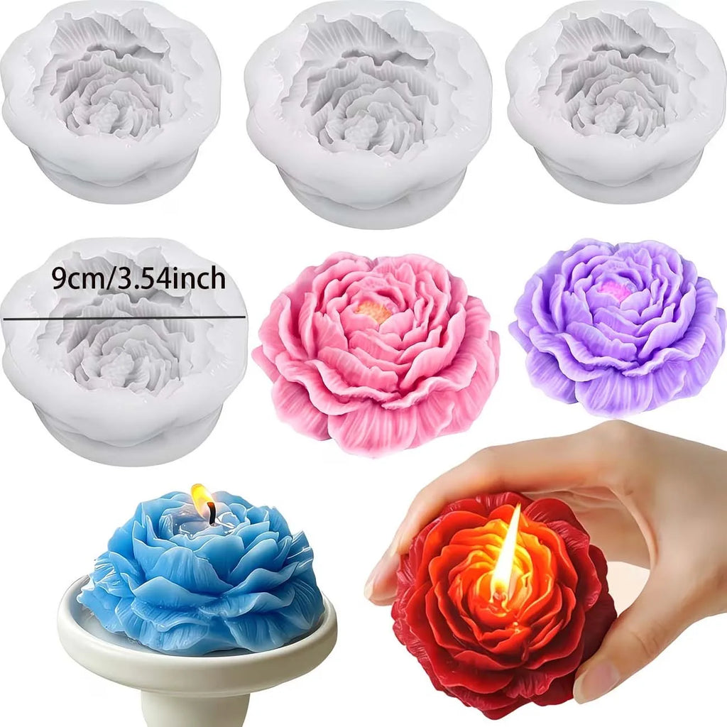 1pc Peony Silicone Candle Molds 3D Flower Silicone Molds for Candle Making Handmade Soap Scented Plasters Aromatherapy Craft Zpaxo