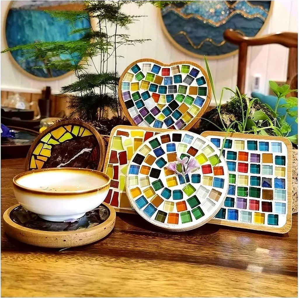 100pcs White Crystal Mosaic Tiles Squares Stained Glass for Crafts Supplies DIY Picture Frames Handmade Jewelry Decoration Zpaxo