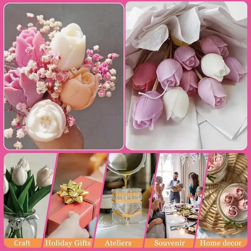 3D Rose & Tulip Silicone Molds – Candle, Resin & Cake Decor Silicone Craft Mold Zpaxo