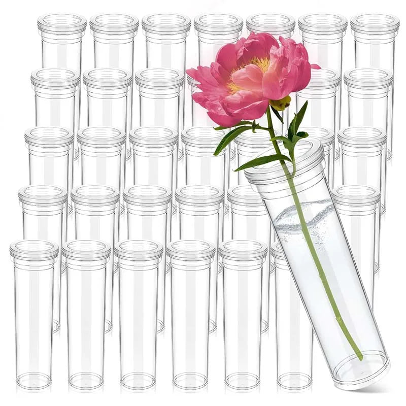 5/20/40Pcs Floral Water Tubes Clear Plastic Flower Vials with Caps for Flower Arrangement Decoration Zpaxo