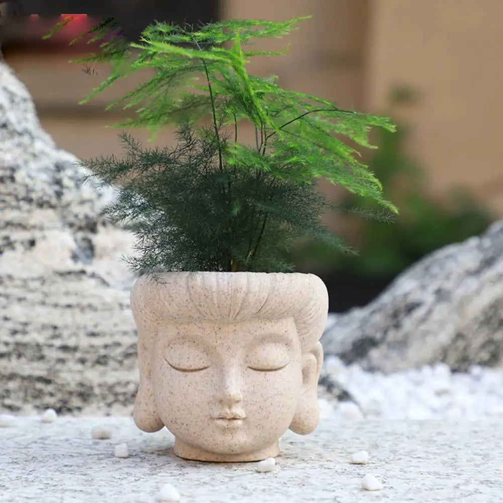 Buddha Head Planter – Resin Meditation Face Flower Pot Resin Buddha Planter Zpaxo