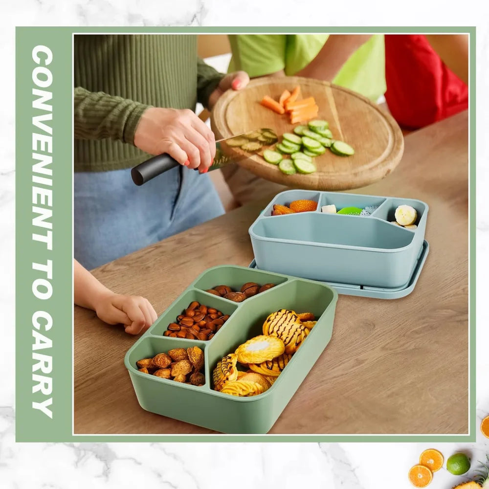 4 Silicone Lunch Boxes Reusable Containers Smooth Leak-proof Zpaxo