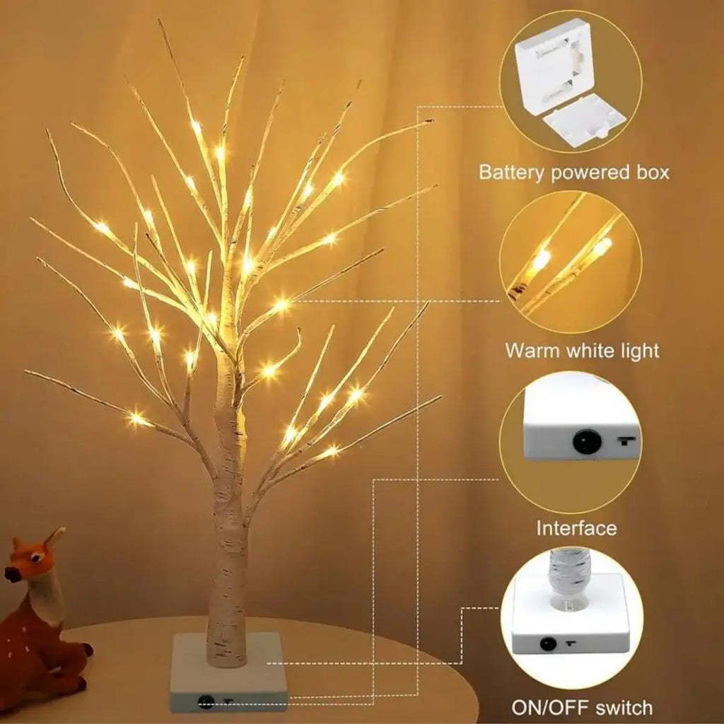24 LED Easter Tree Birch Adjustable Branches 3AA USB Power Supply Zpaxo
