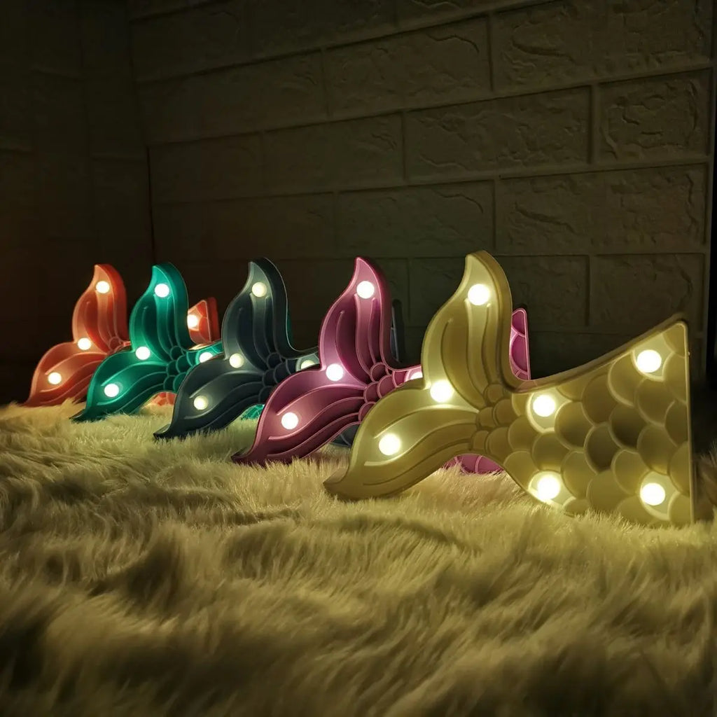 Fishtail Party Decoration Battery LED Nightlights Dorm Room Undersea Zpaxo