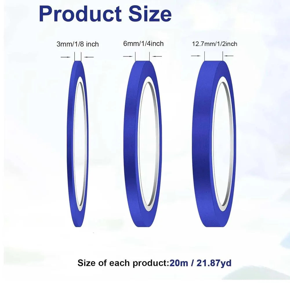 Blue Fine Line Masking Tape Set – 3/6/12mm Painter's Tape 3 Rolls Fine Line Masking Tape Zpaxo 3 Rolls of Blue