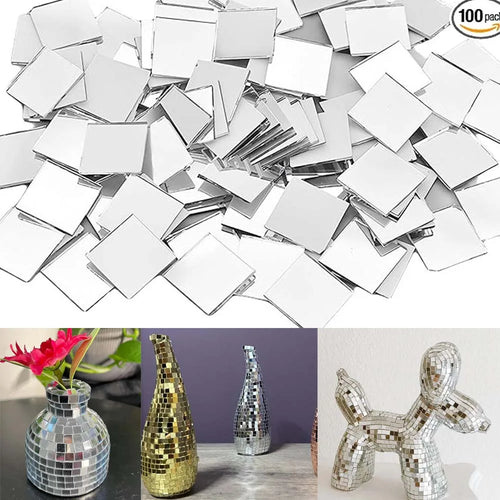 100pcs Square Mirror Mosaic Tiles 10mm, Mini Mirrors for DIY Disco Balls, Crafts,Home Decor & Art Projects Zpaxo