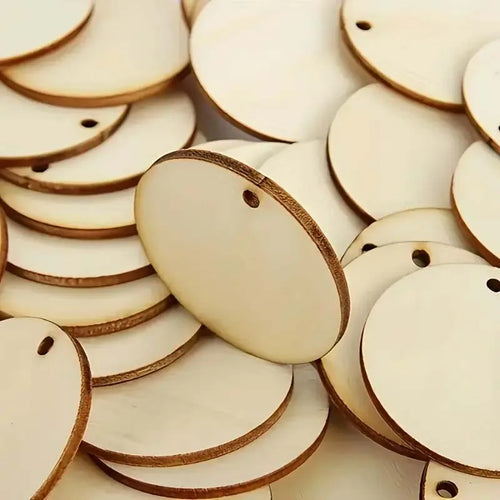 100pcs Round Wooden Circles - One Hole Wood Coin Discs for DIY Crafts, Party, Birthday, Christmas Decorations Zpaxo 100pcs