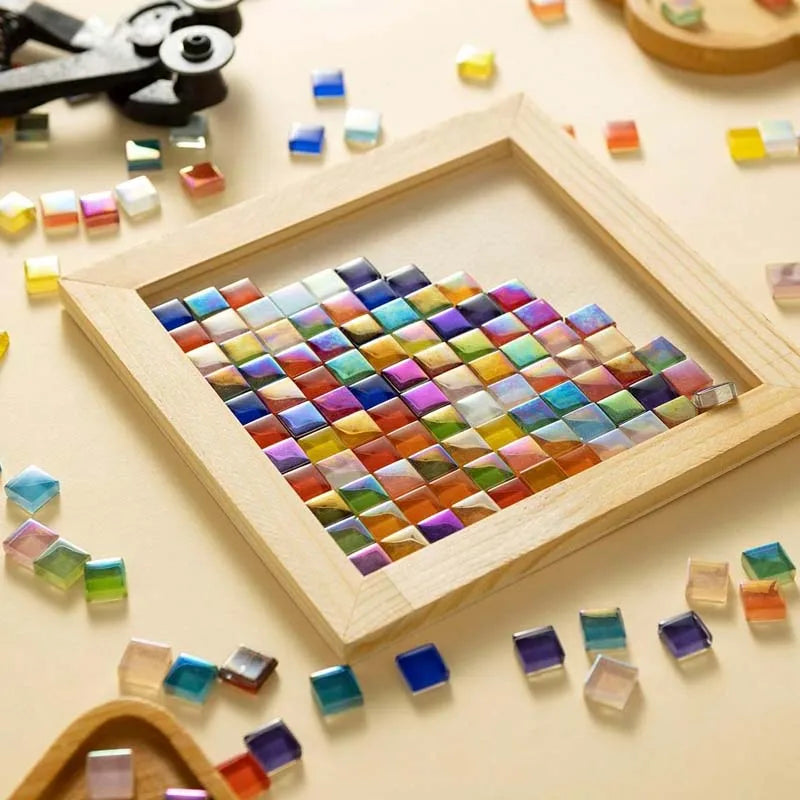 100pcs Rainbow Glass Mosaic Tiles – DIY Crystal Art Craft Stones Glass Mosaic Tiles Zpaxo