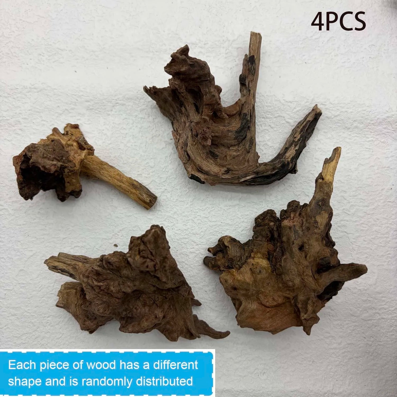 Natural Sinkable Driftwood 5–10cm | Aquarium & Reptile Decor Aquarium Driftwood Zpaxo 4PCS