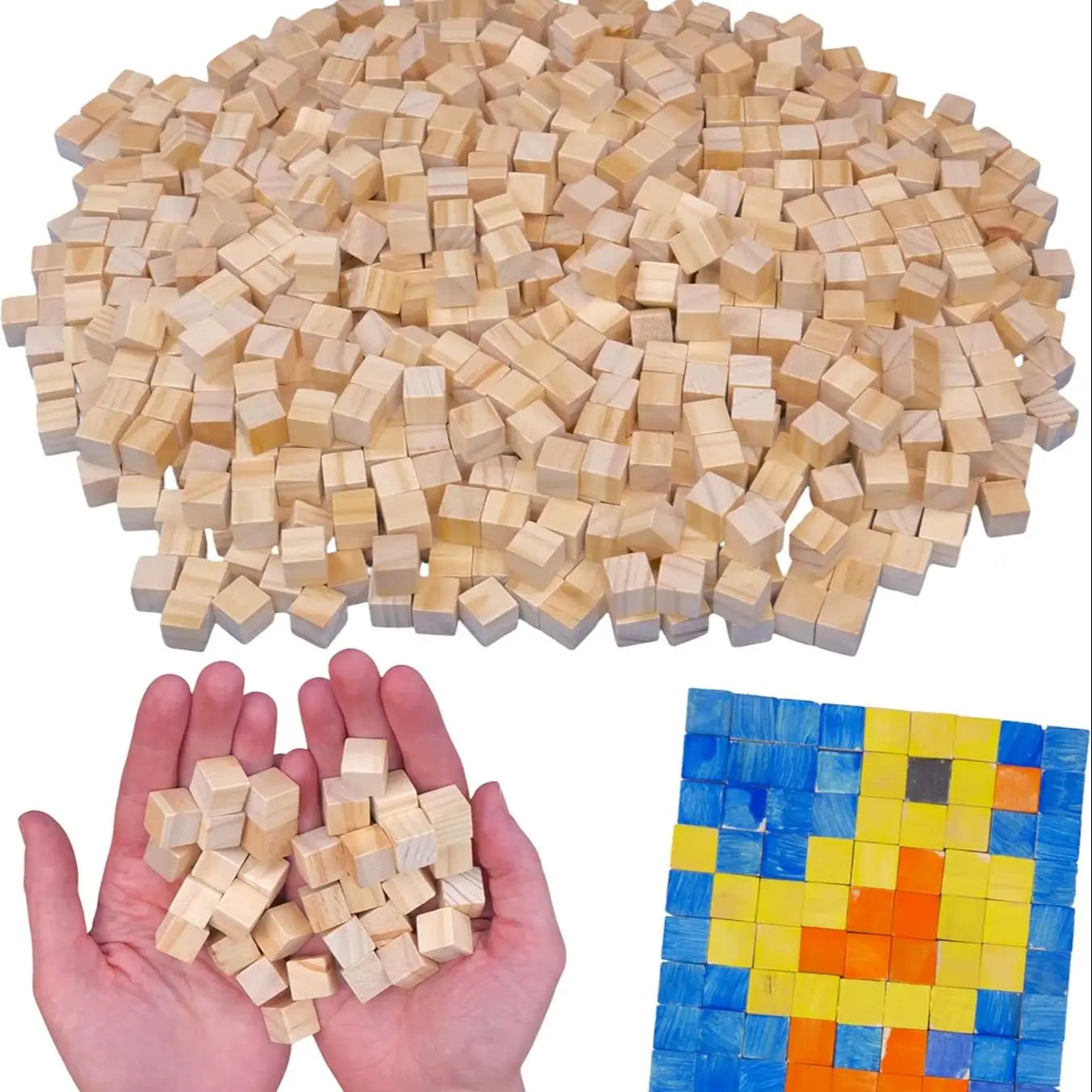 1CM Unfinished Pine Wood Cube Blocks – 100/200 Pack for DIY Wood Craft Blocks Zpaxo 50PCS